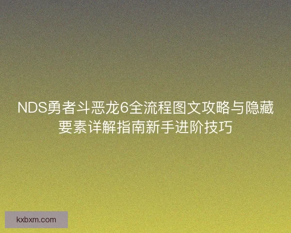 NDS勇者斗恶龙6全流程图文攻略与隐藏要素详解指南新手进阶技巧 NDS勇者斗恶龙6全流程图文攻略与隐藏要素详解指南新手进阶技巧