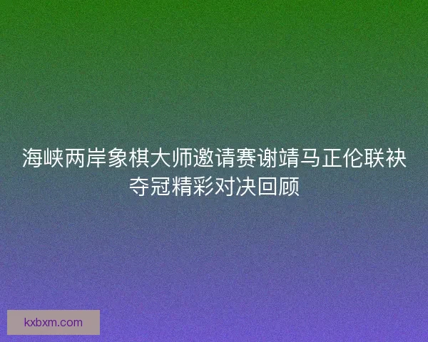 海峡两岸象棋大师邀请赛谢靖马正伦联袂夺冠精彩对决回顾 海峡两岸象棋大师邀请赛谢靖马正伦联袂夺冠精彩对决回顾